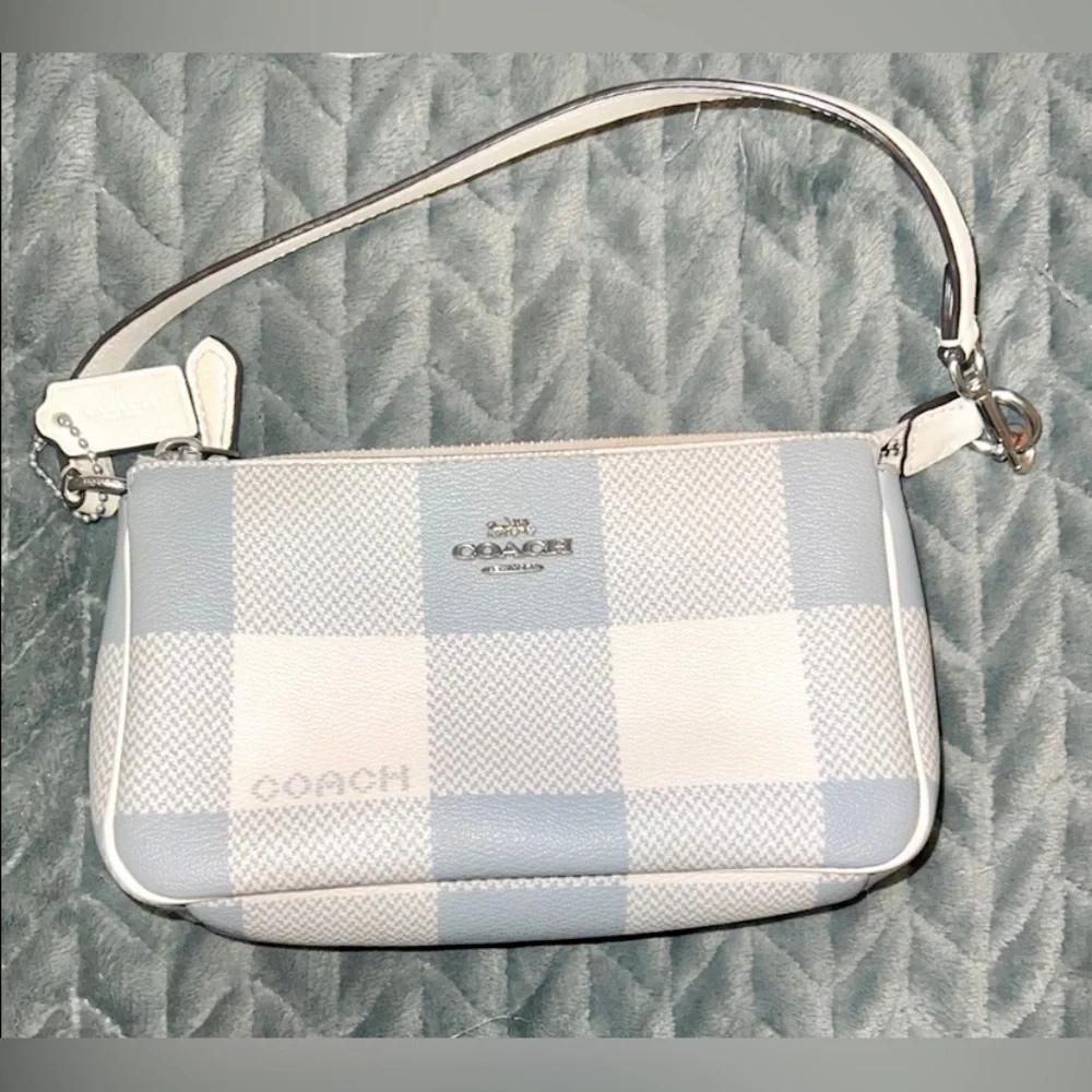 Coach Nolita Checkered Clutch Wristlet White/Gray